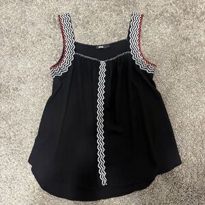 THML Black Embroidered Sleeveless Tank Top Size Medium Boho Resort Shirt Top